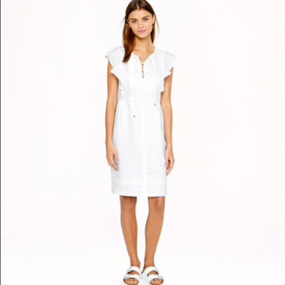 j crew white linen dress